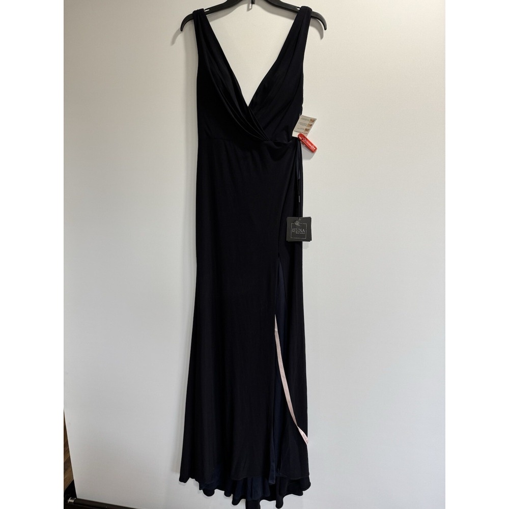 Mac Duggal IEENA Midnight Blue Sleeveless V Neck Jersey Gown 12336 Size 4 $298 - Picture 8 of 8